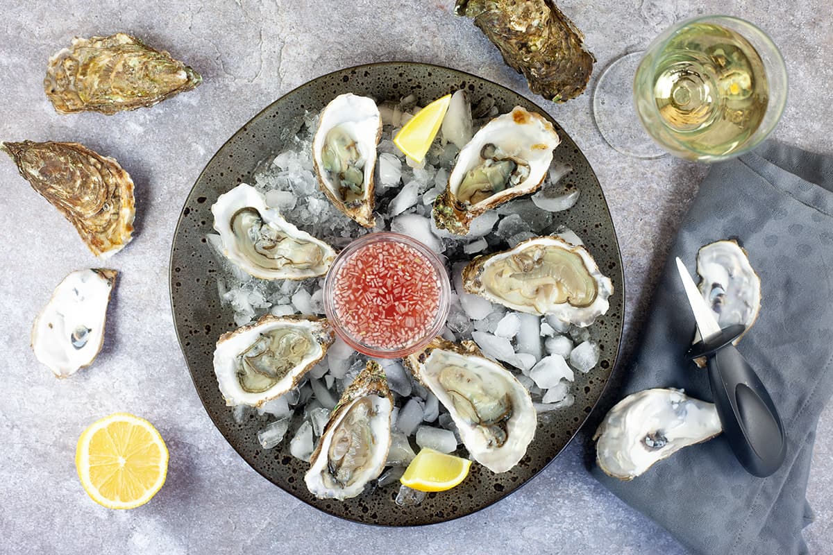 Classic oysters with a shallot vinaigrette (very festive!)