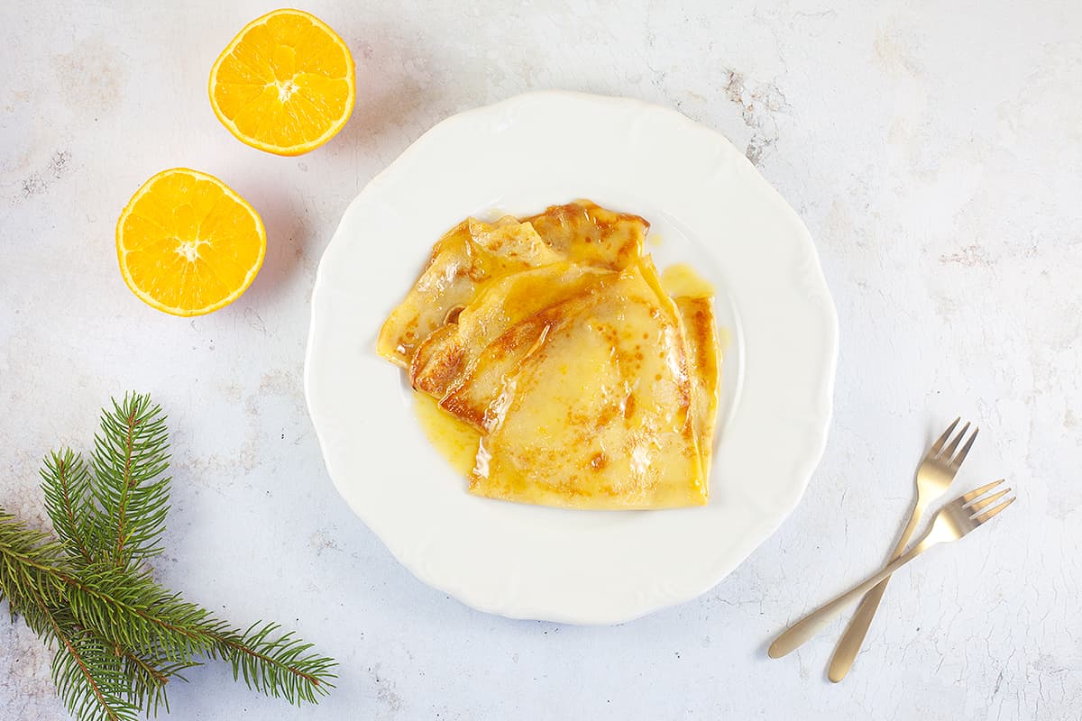 Crêpes Suzette are thin French pancakes