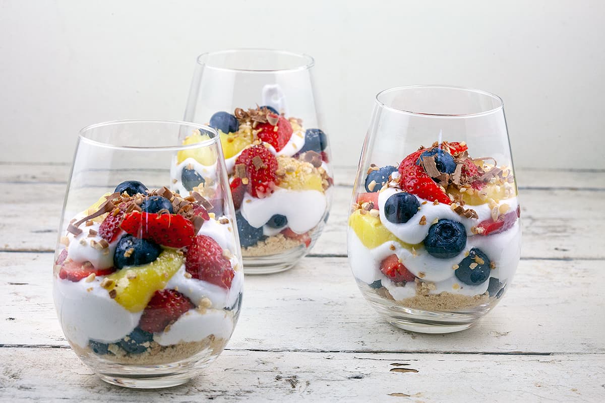 Lime, coconut and strawberry dessert