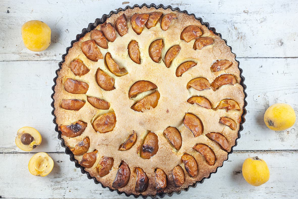 Medlar tart is delicious with seasonal fruit