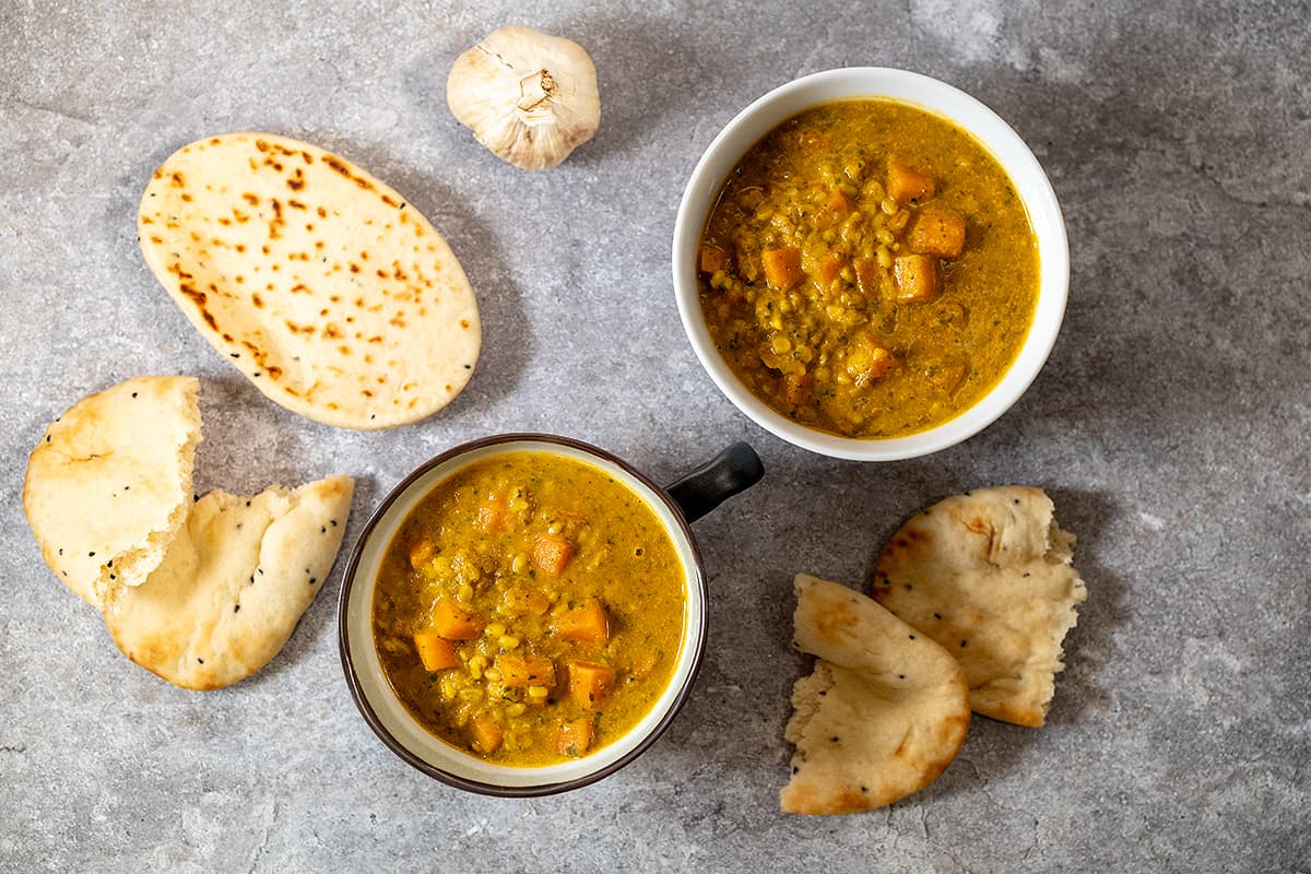 Mung Bean Soup - with Sweet Potato and Spinach