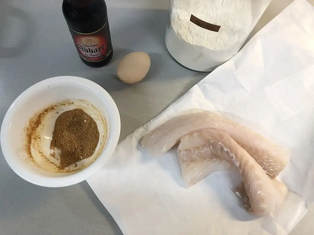 Homemade Dutch kibbeling ingredients