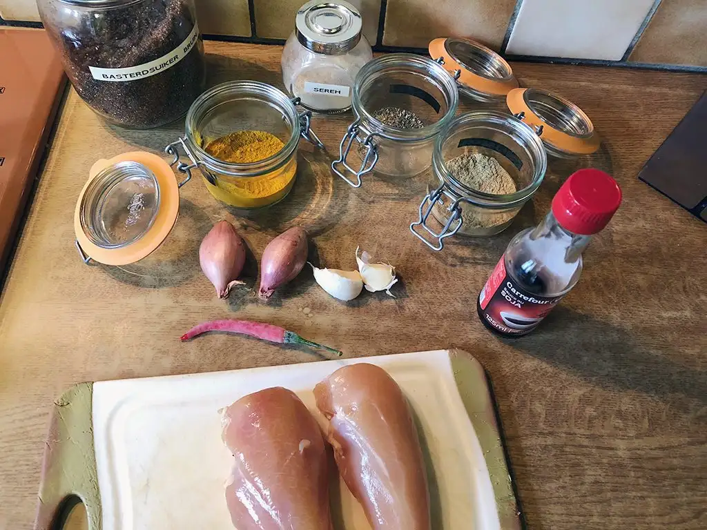 Chicken satay ingredients