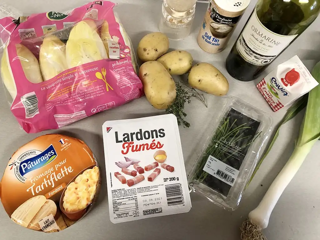 Tartiflette with chicory ingredients