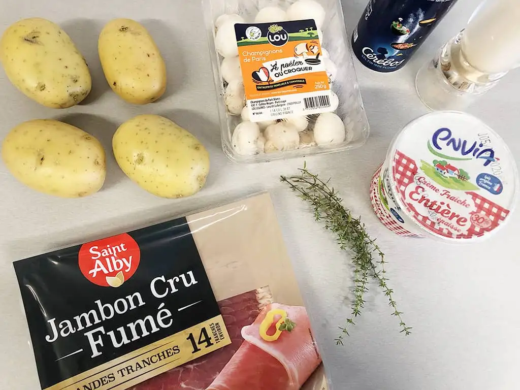 Jacket potato with mushrooms ingredients