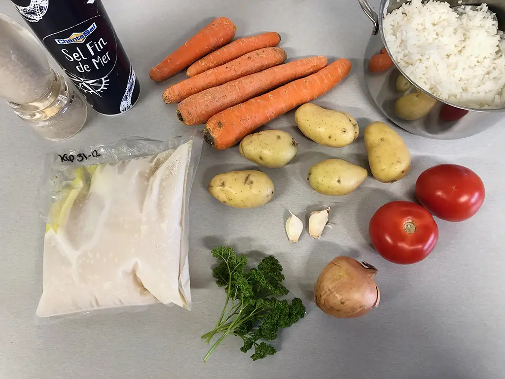 Rice and potato soup ingredients