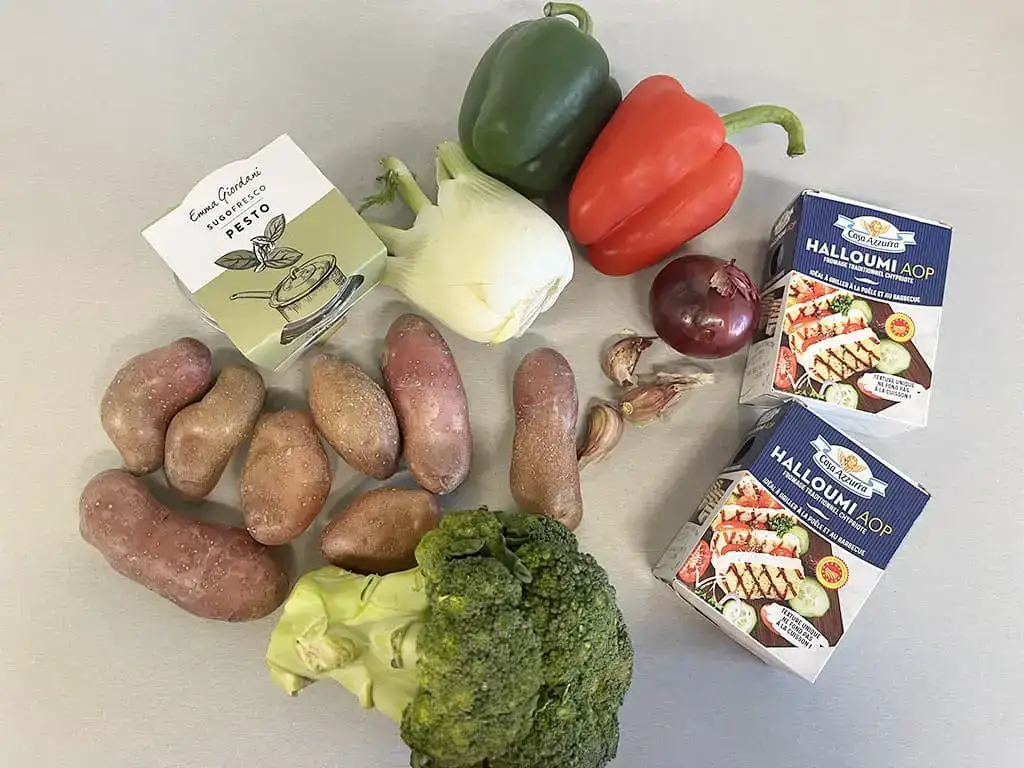 Vegetarian traybake ingredients