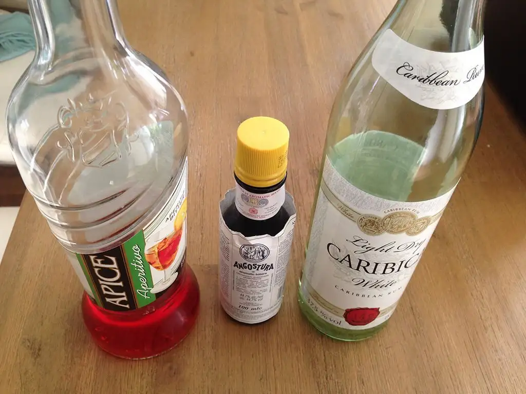 Rum and bitters cocktail ingredients