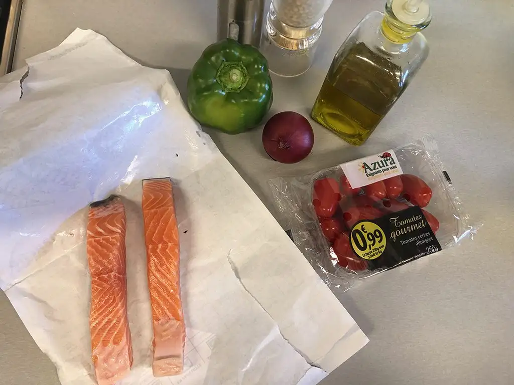 Barbecued salmon kebabs ingredients