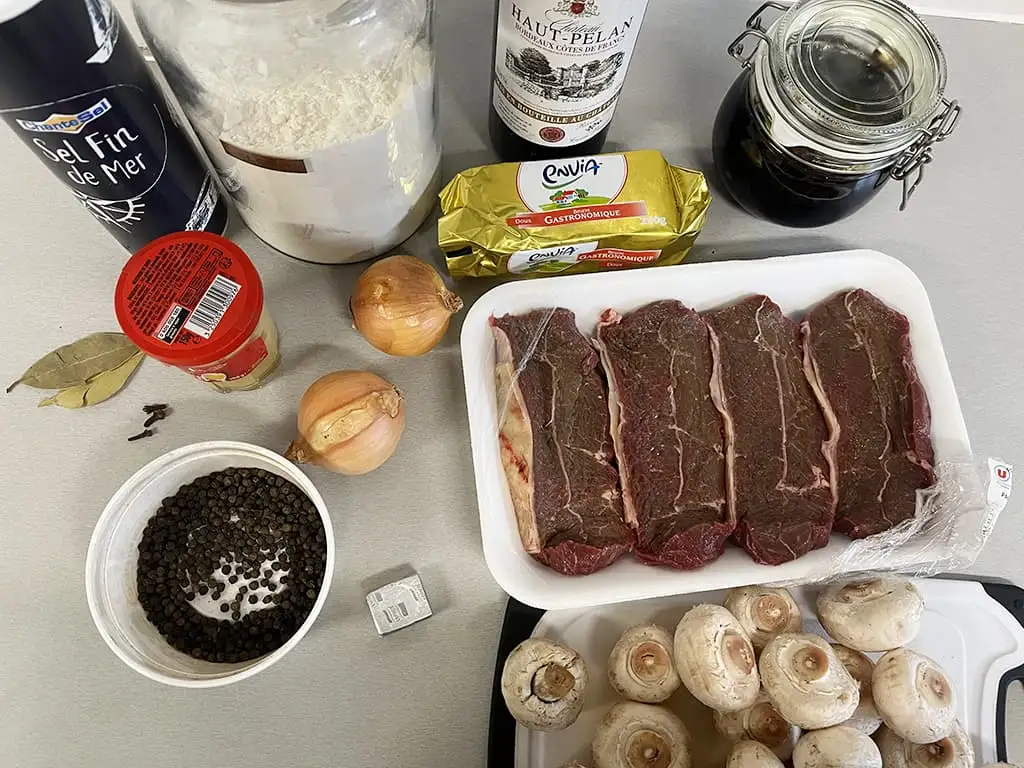 Stewed beef escalopes ingredients