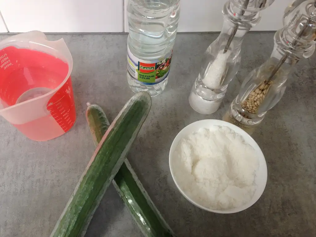 Quick pickled cucumber ribbons ingredients