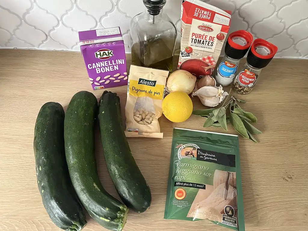 Zucchini Roll-ups with tomato sauce ingredients