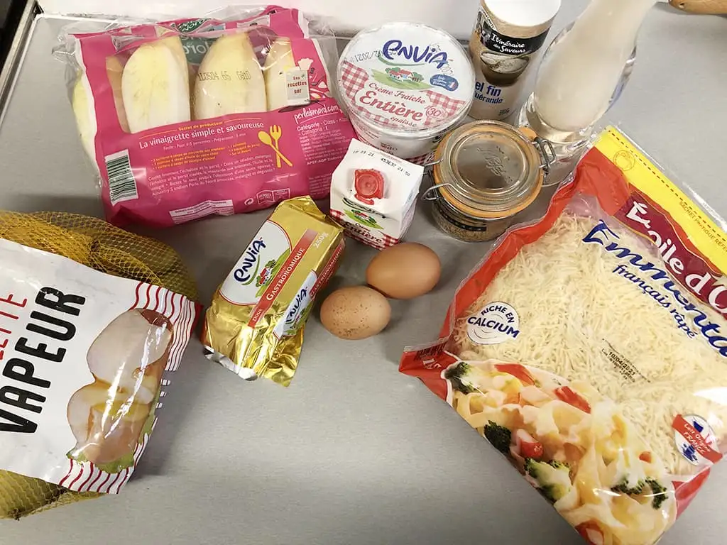 Vegetarian endive gratin ingredients
