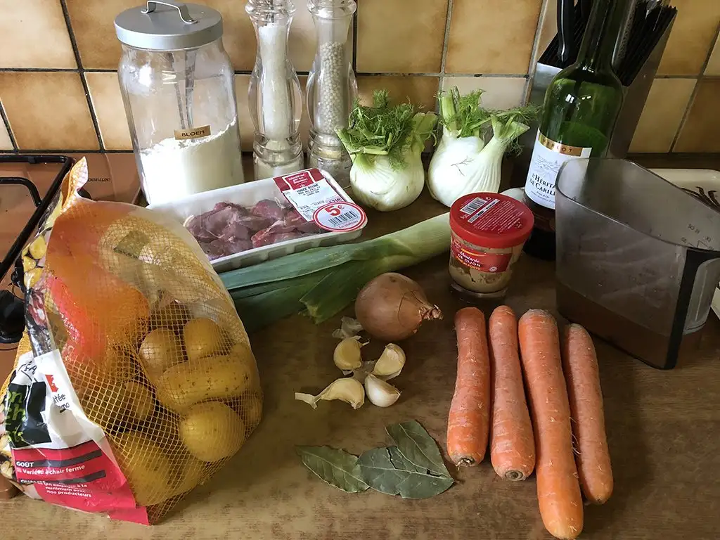 Beef and fennel stew ingredients