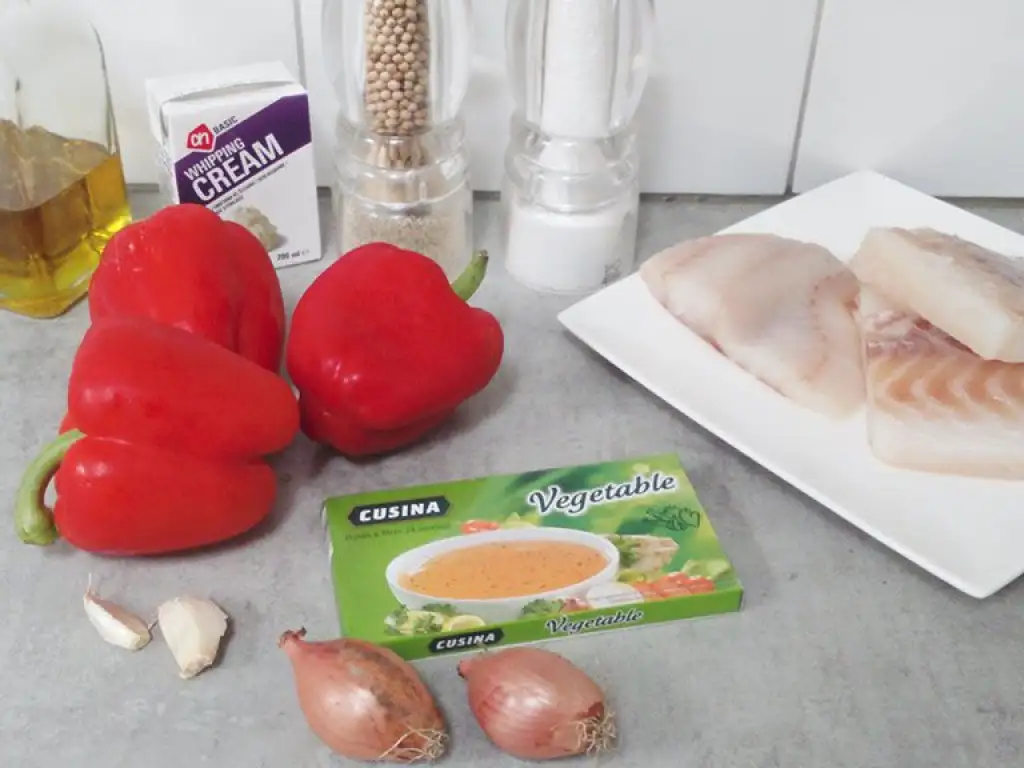 Cod with roasted red bell pepper sauce ingredients