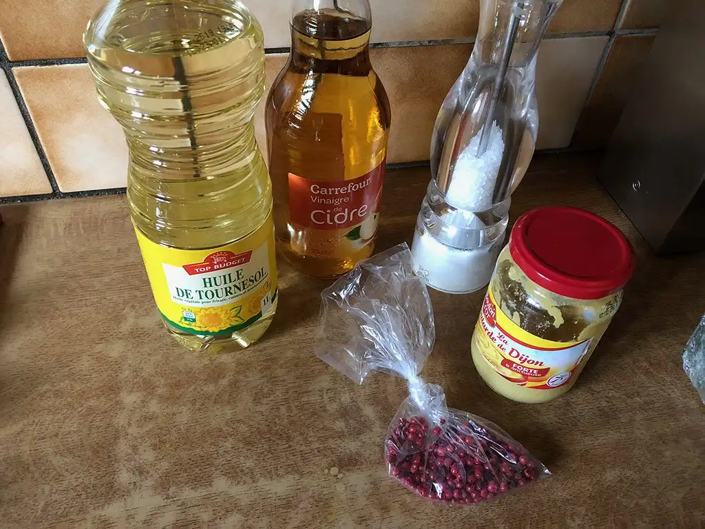 Salad with pink peppercorn dressing ingredients
