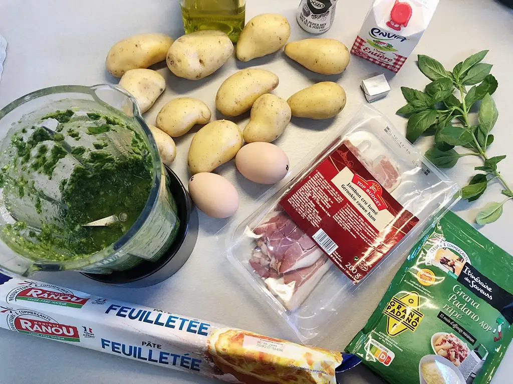 Potato pesto quiche ingredients