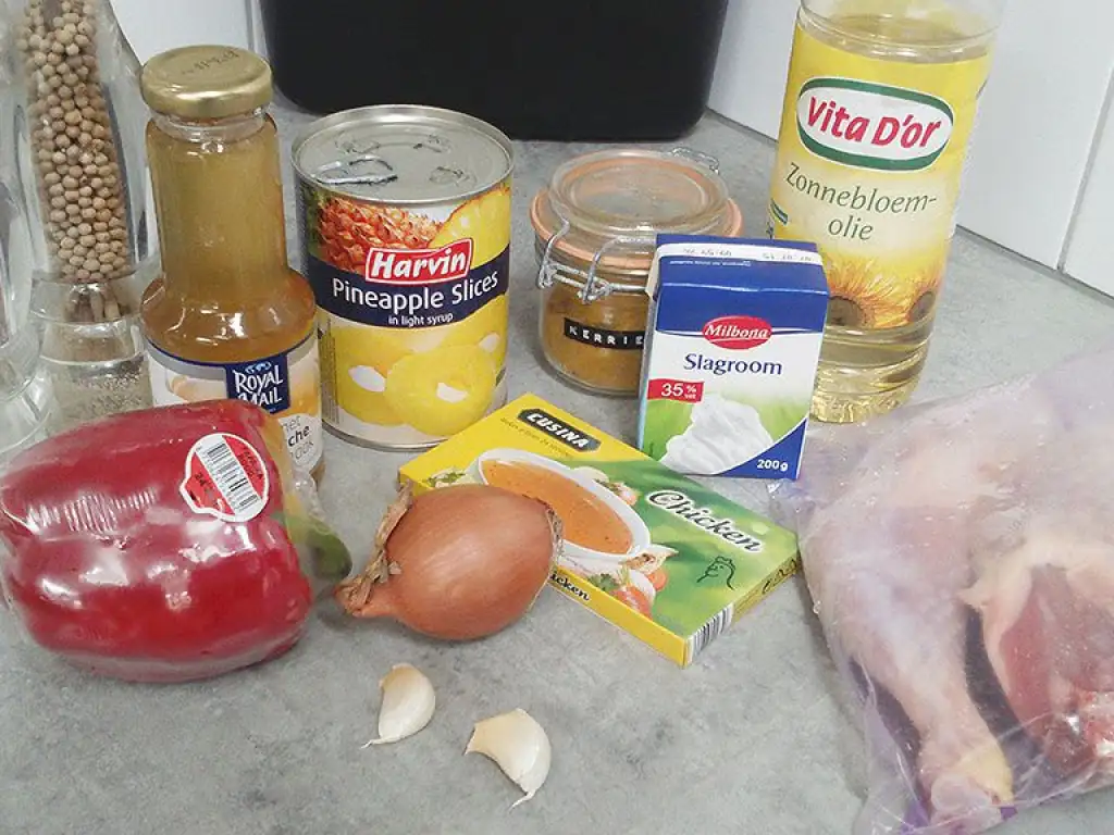 Pineapple curry sauce with chicken legs ingredients