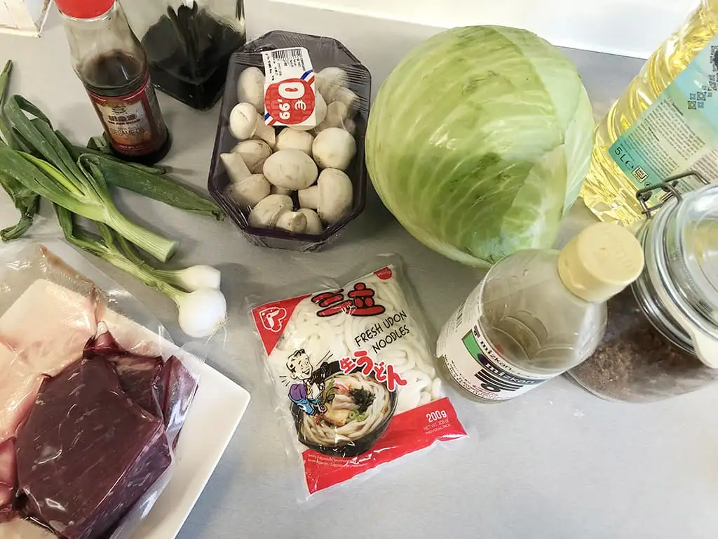 Yaki Udon ingredients