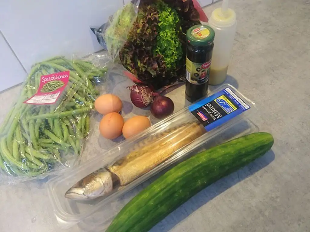 Smoked mackerel salad ingredients