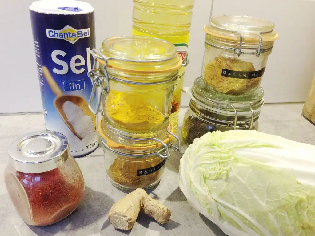 Spicy cabbage masala ingredients