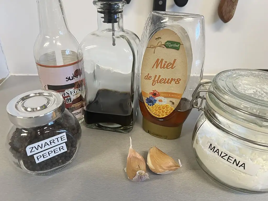 Homemade black pepper wok sauce ingredients