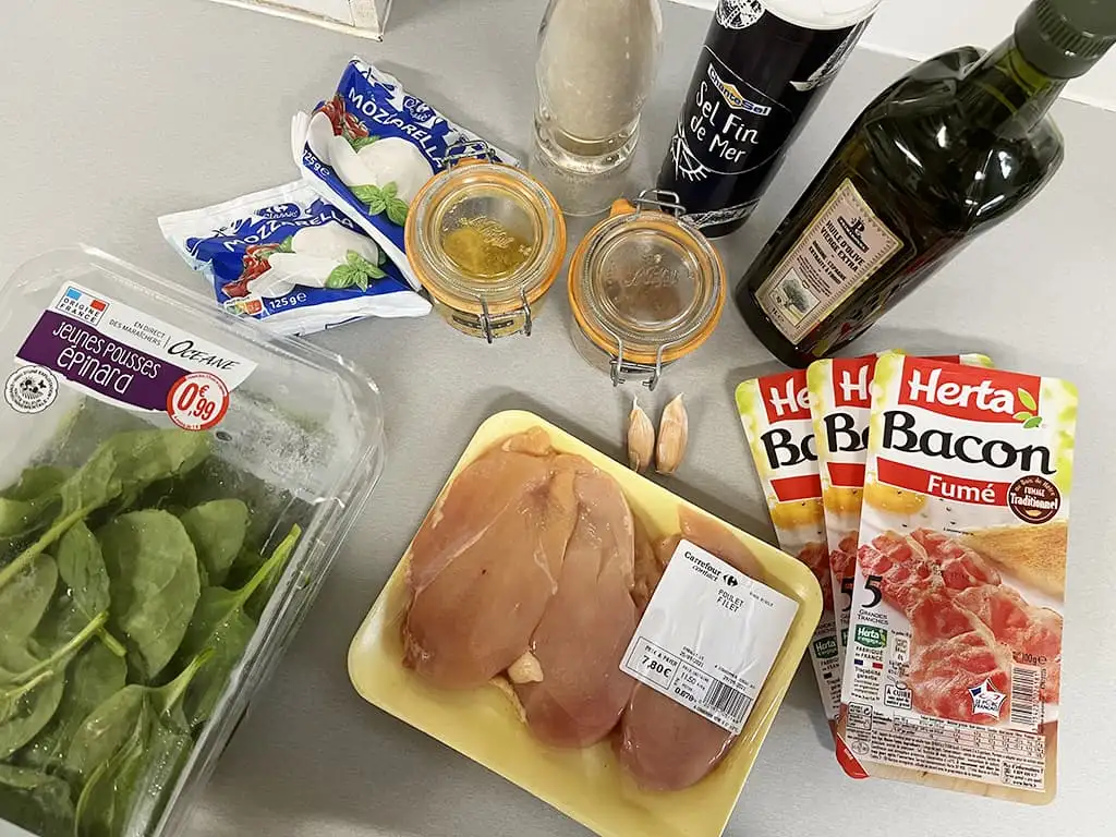 Spinach-stuffed chicken breasts ingredients