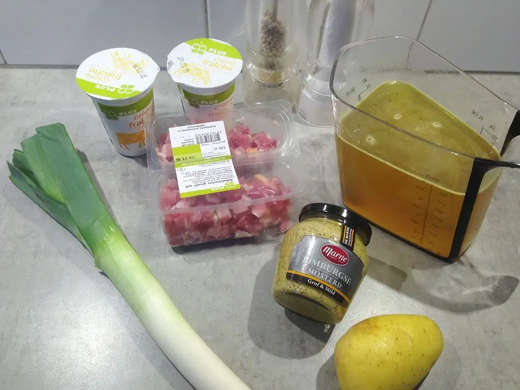 Dutch mustard and leek soup ingredients