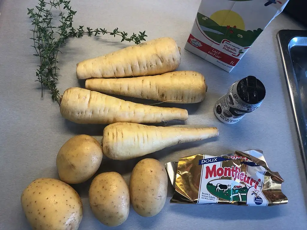 Parsnip and potato mash ingredients