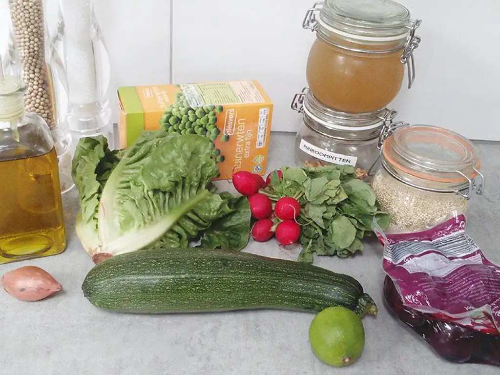 Quinoa zucchini radish salad ingredients