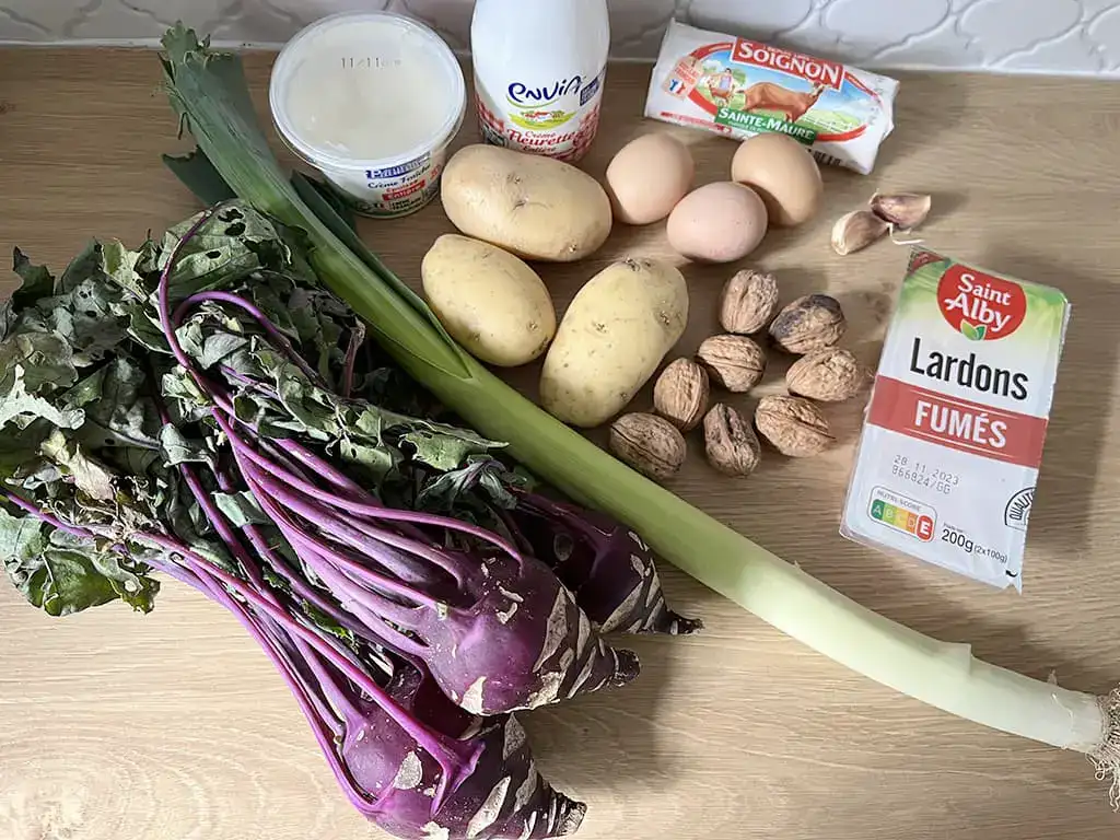 Kohlrabi casserole ingredients