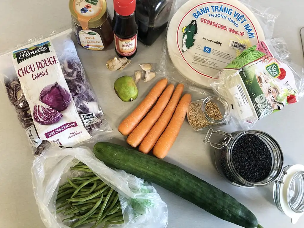 Rainbow spring rolls ingredients