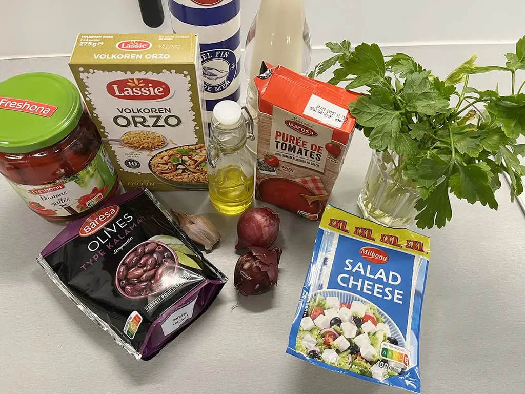 Whole wheat tomato orzo ingredients