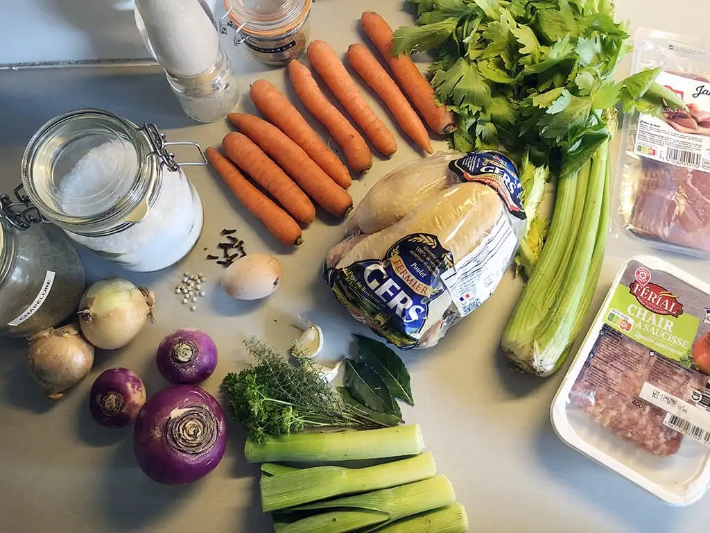 Poule au pot ingredients