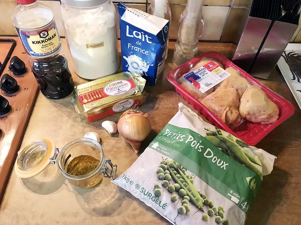 Chicken curry with rice ingredients