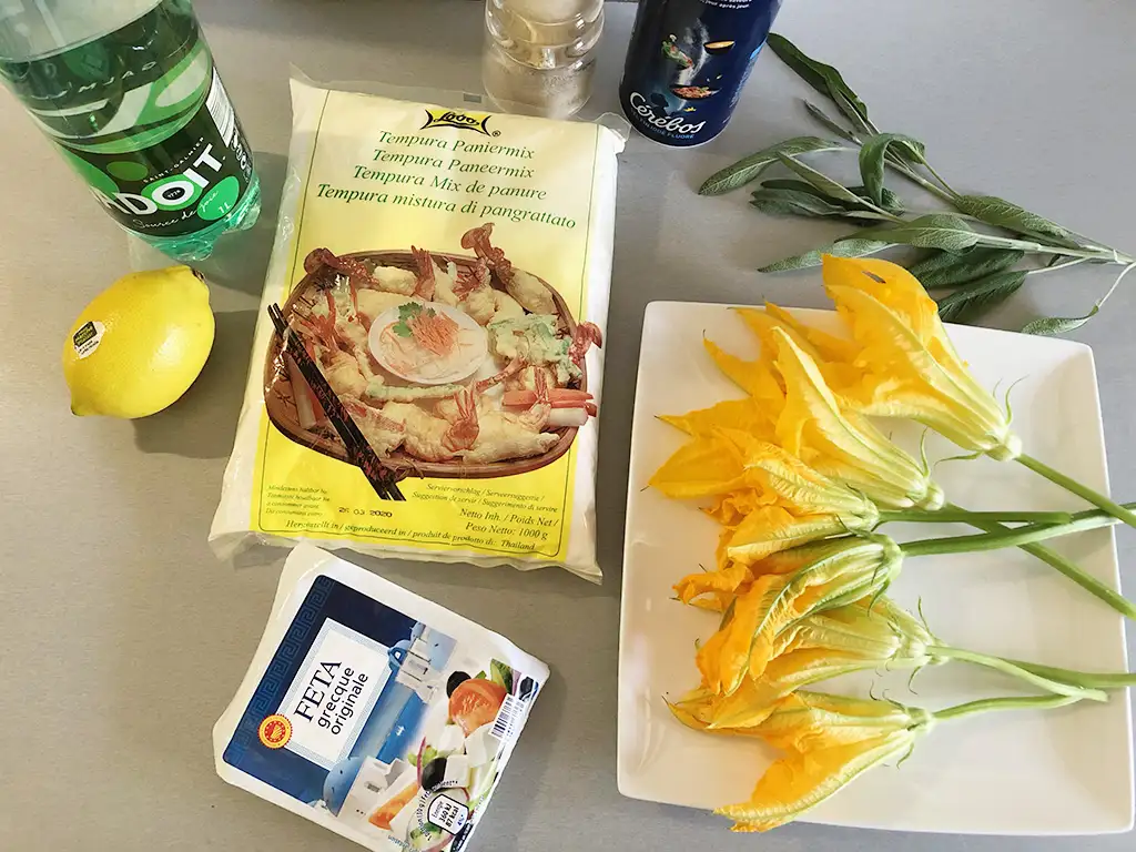 Fried zucchini blossoms ingredients