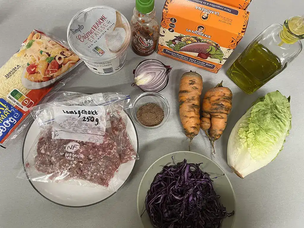 Minced lamb tacos ingredients