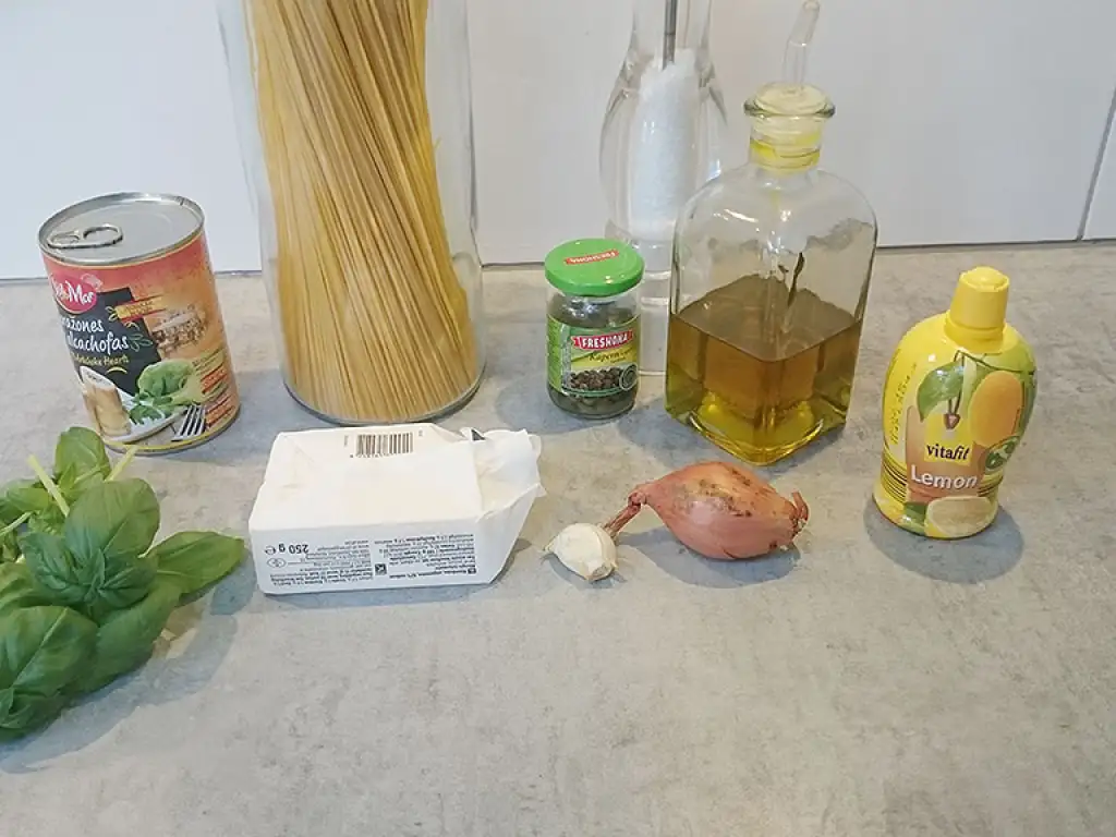 Lemon butter pasta with artichokes ingredients