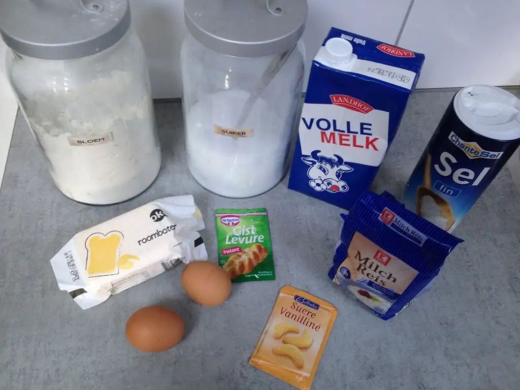 Rijstevlaai - Dutch rice pie ingredients