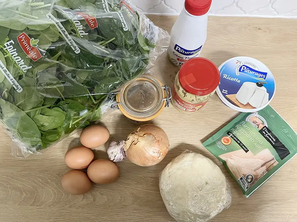 Vegetarian spinach quiche ingredients