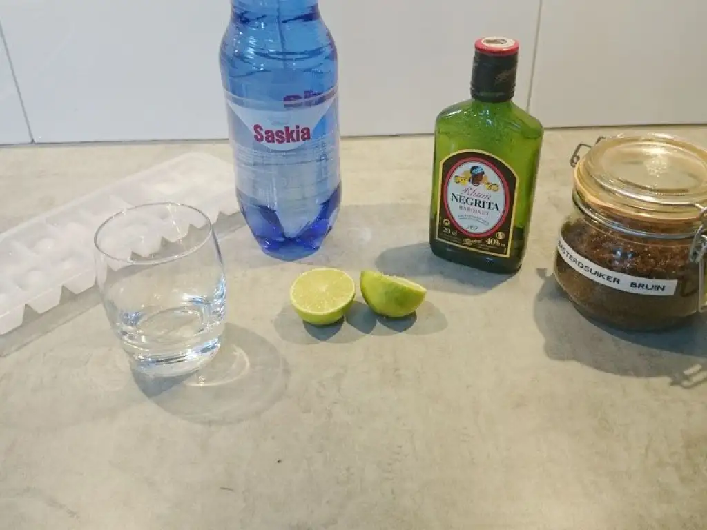 Rum, lime and brown sugar cocktail ingredients