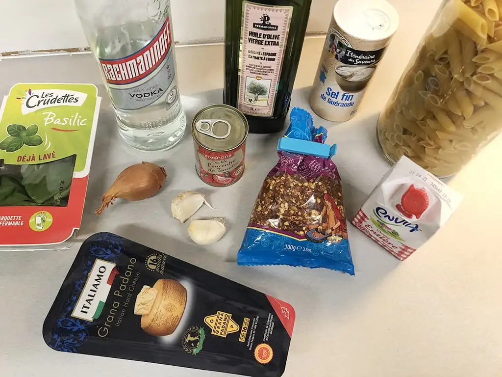 Penne alla vodka ingredients