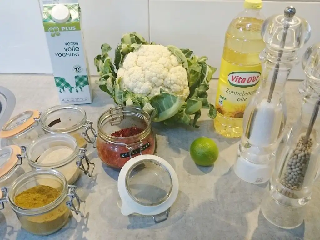 Whole roast cauliflower ingredients