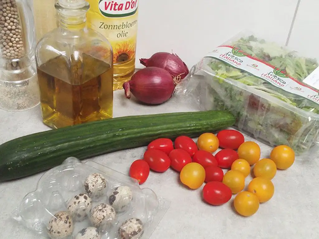 Quail egg salad ingredients