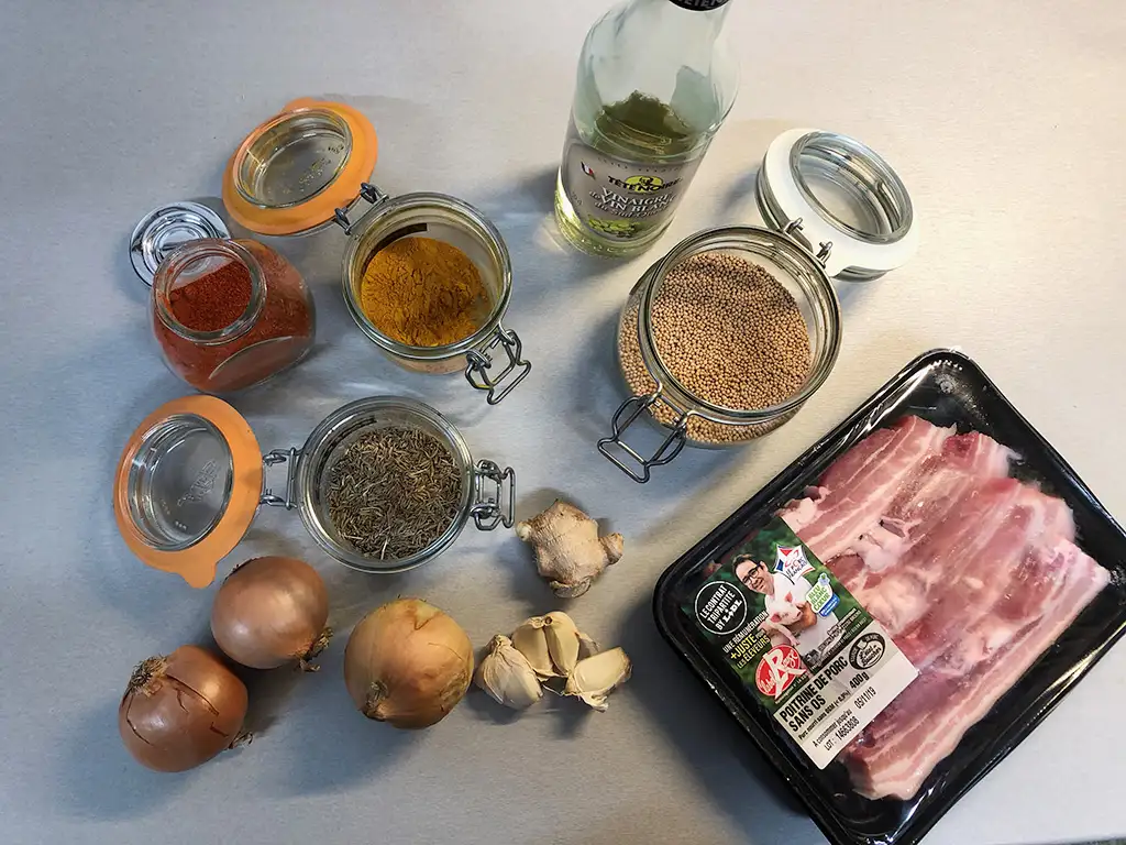 Pork belly curry ingredients
