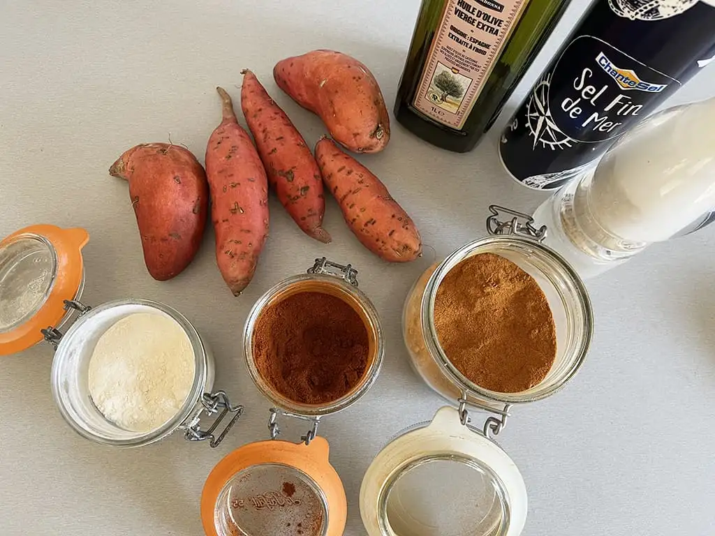 Crispy air fryer sweet potato fries ingredients