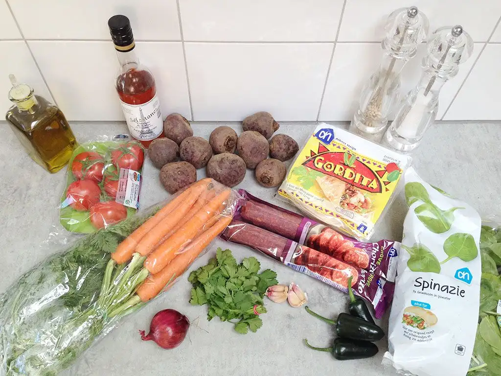 Pickled red beets and chorizo tacos ingredients