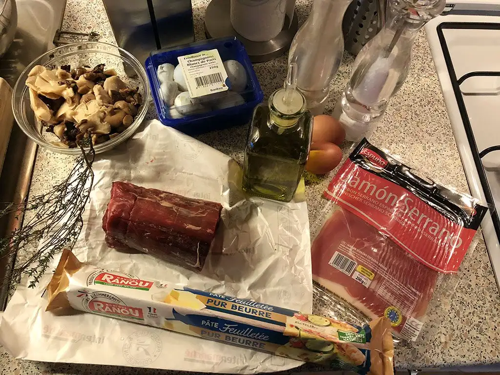 Beef Wellington ingredients