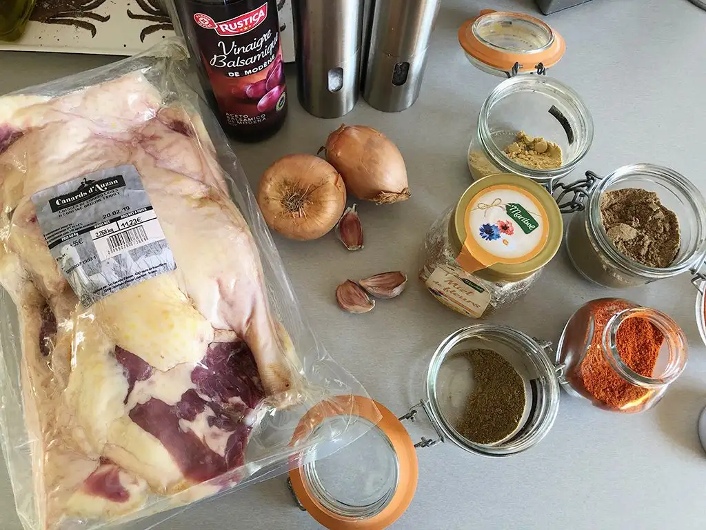 Spiced duck legs ingredients