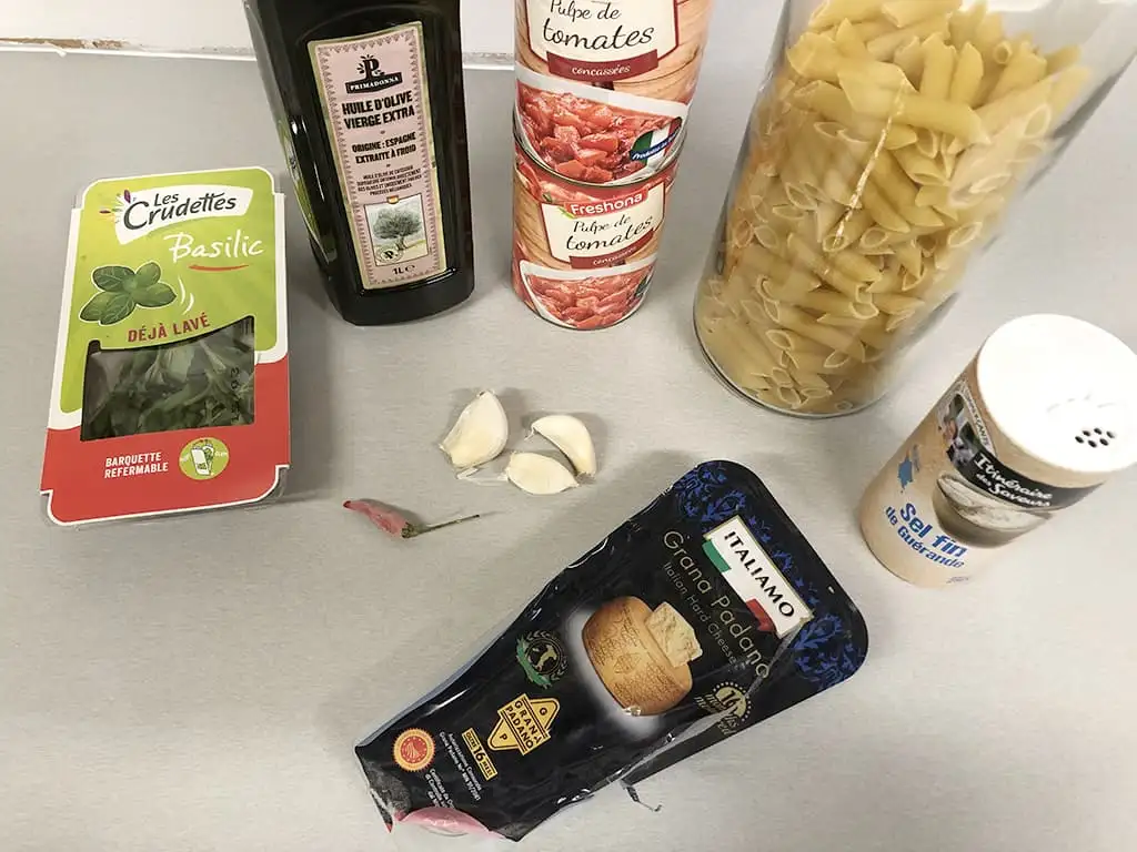 Penne all'arrabiata ingredients